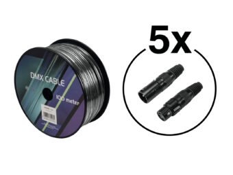 EUROLITE Set DMX cable 2×0.22 100m sw + 10 connectors