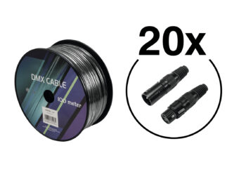 EUROLITE Set DMX cable 2×0.22 100m sw + 40 connectors