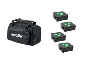 EUROLITE Set 4x AKKU IP Flat Light 3 bk + Soft Bag