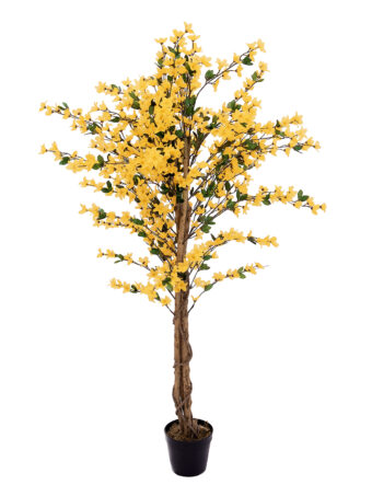EUROPALMS Forsythia tree with 3 trunks, artificial plant, yellow, 150cm