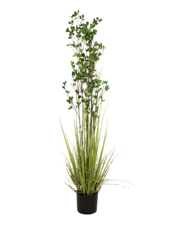 EUROPALMS Evergreen shrub with grass, artificial plant, 182cm