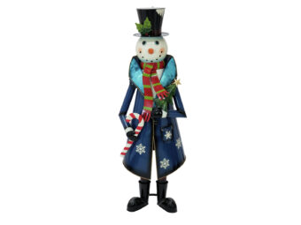 EUROPALMS Snowman with Coat, Metal, 150cm, blue