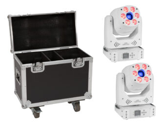 EUROLITE Set 2x LED TMH-H90 Hybrid Moving-Head Spot/Wash COB wh + Case