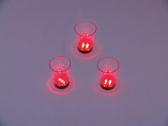 EUROPALMS LED Glass 2oz with Dice Play, red, 3x
