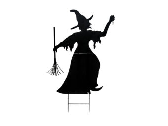 EUROPALMS Silhouette Metal Witch with Broom, 150cm
