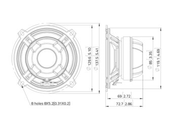 LAVOCE CSF051.21 5″ Coaxial Ferrite-Neodymium Magnet Steel Basket Driver