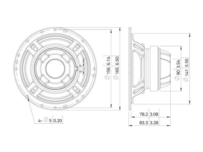 LAVOCE CSF061.21 6.5″ Coaxial Ferrite-Neodymium Magnet Steel Basket Driver