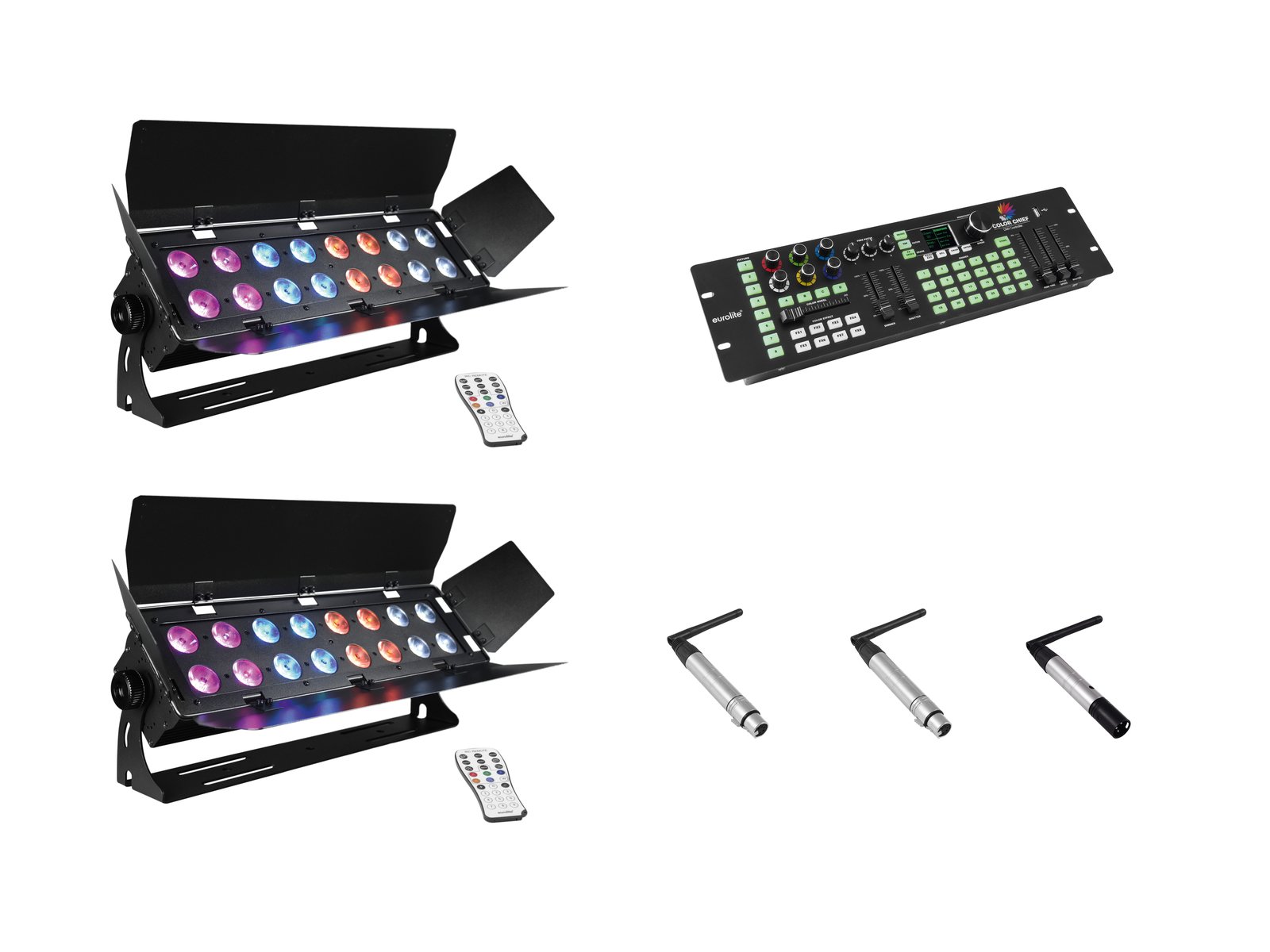 EUROLITE Set 2x Stage Panel 16 + Color Chief + QuickDMX transmitter + 2x receiver