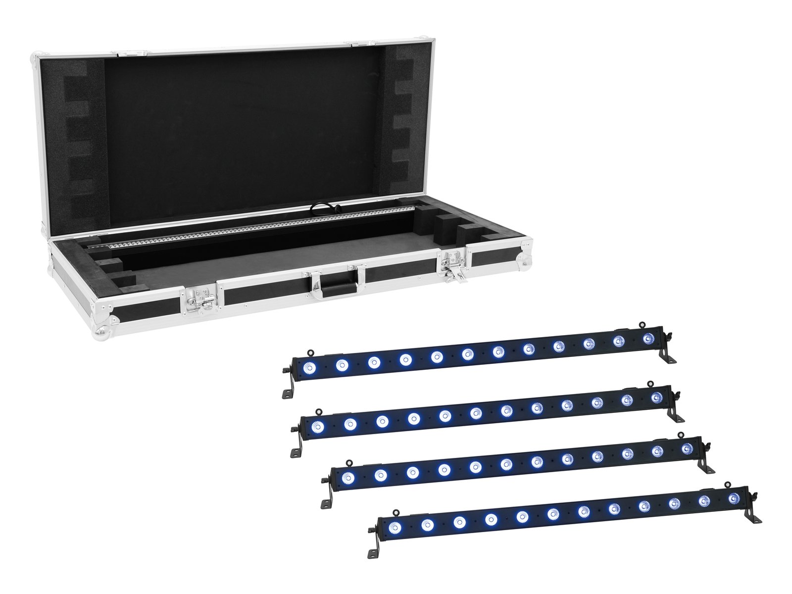 EUROLITE Set 4x LED BAR-12 QCL RGB+UV Bar + Case