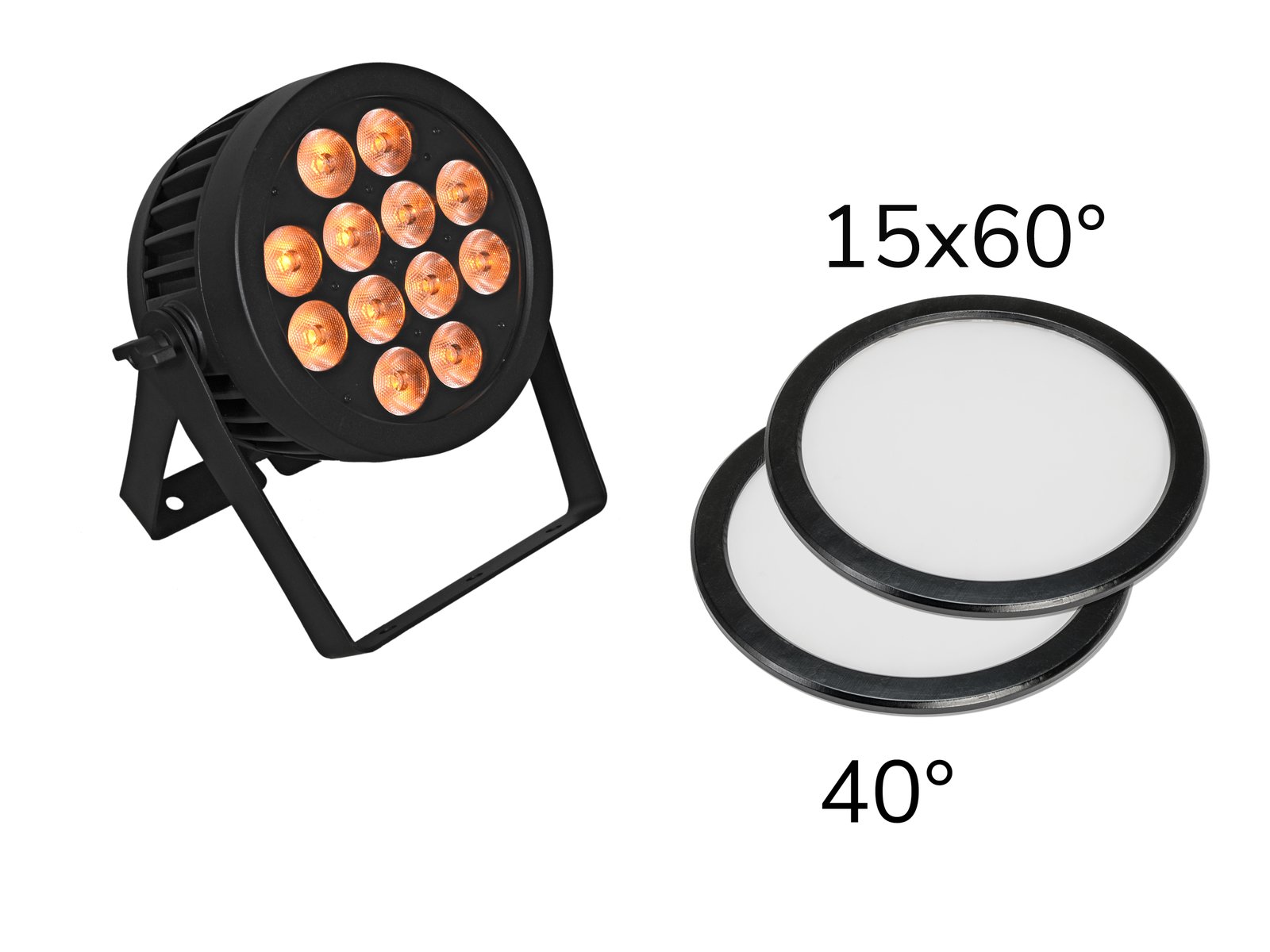 EUROLITE Set LED IP PAR 12x8W QCL Spot + 2x Diffuser cover (15×60Â° and 40Â°)