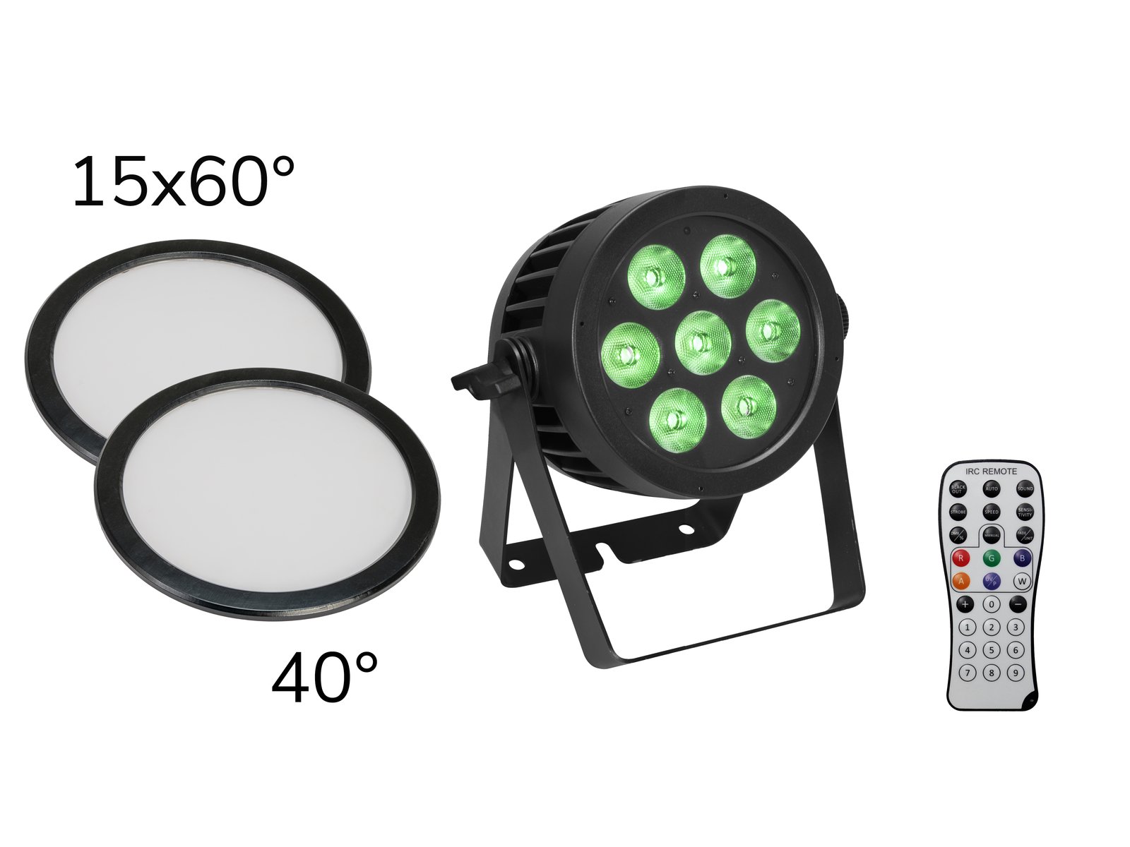 EUROLITE Set LED IP PAR 7x9W SCL Spot + 2x Diffuser cover (15×60Â° and 40Â°)