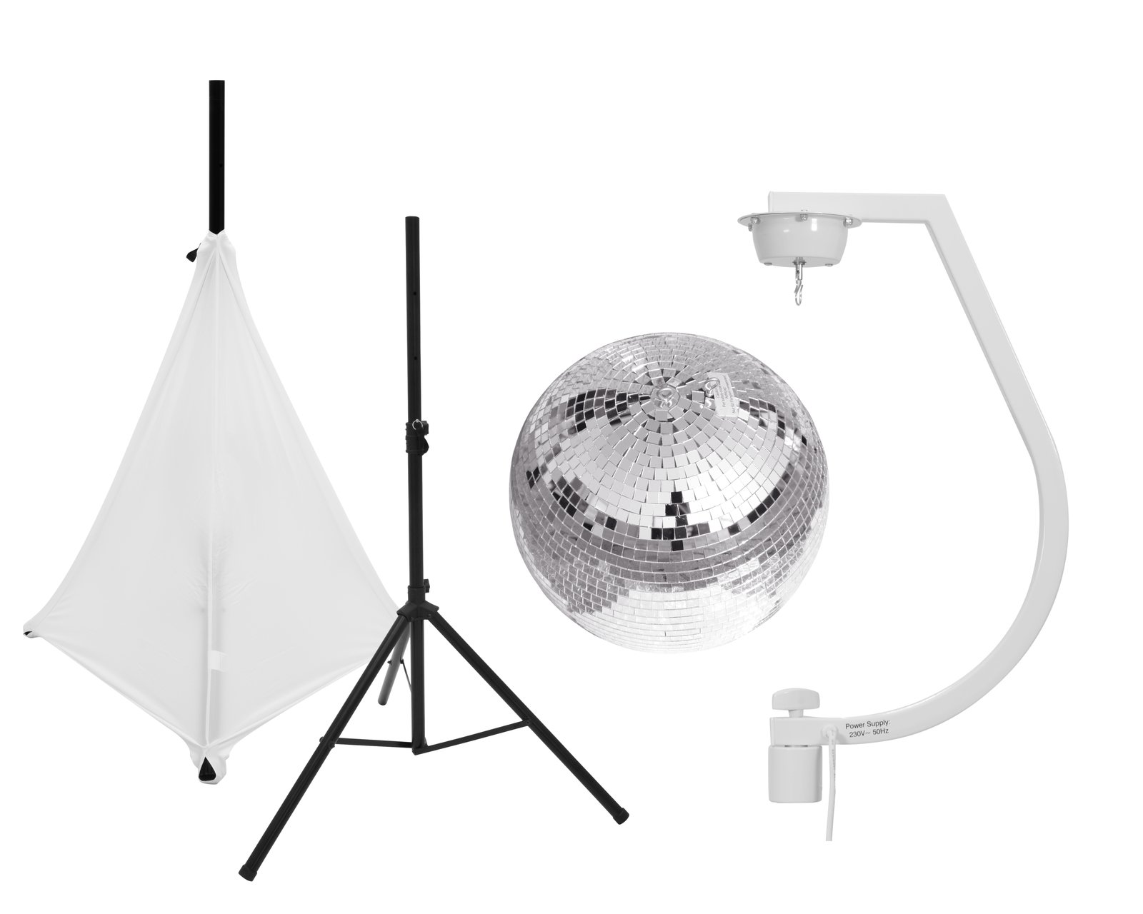 EUROLITE Set Mirror ball 30cm with stand and tripod cover white