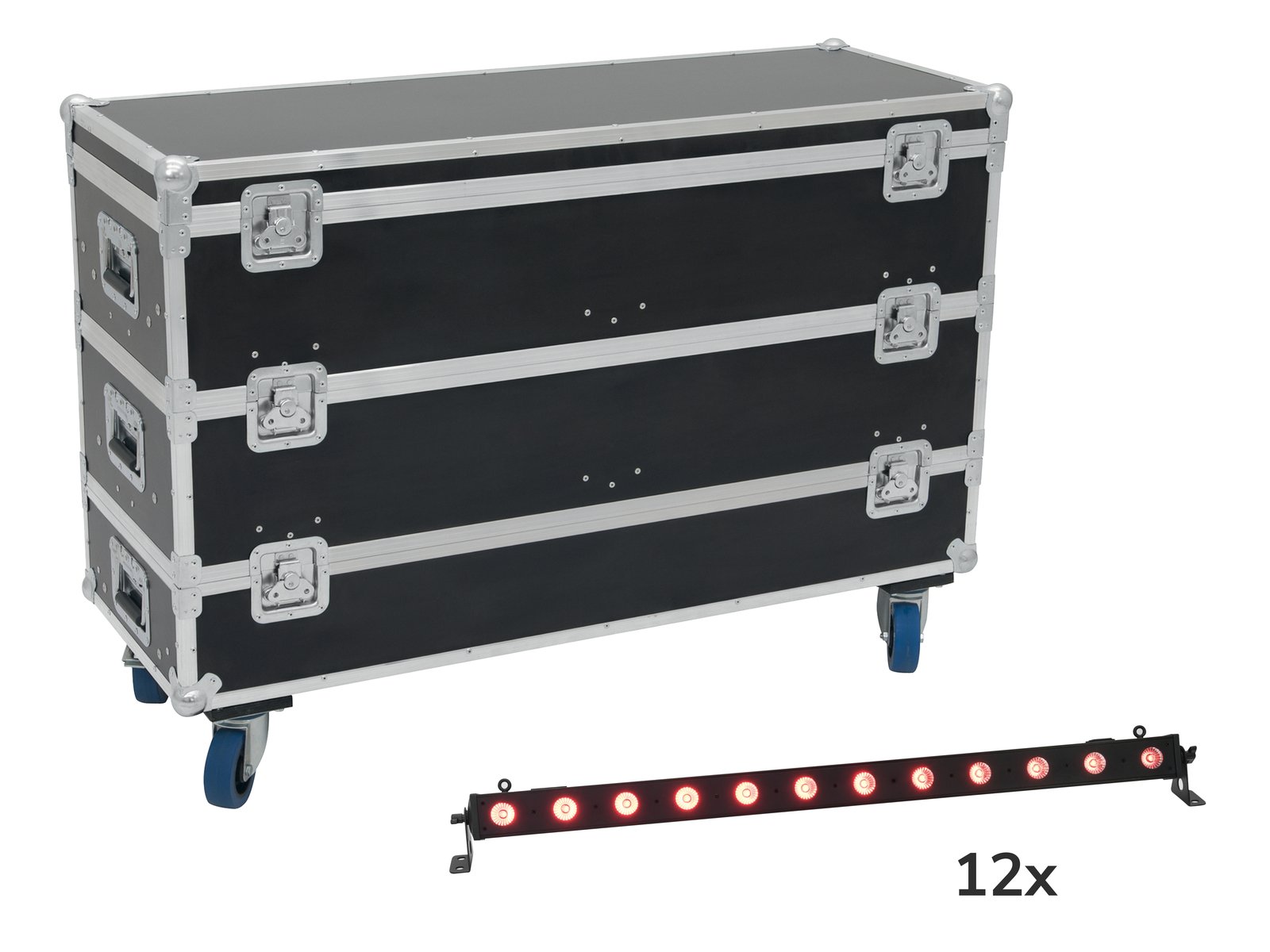 EUROLITE Set 12x LED BAR-12 QCL RGB+UV Bar + Case with wheels
