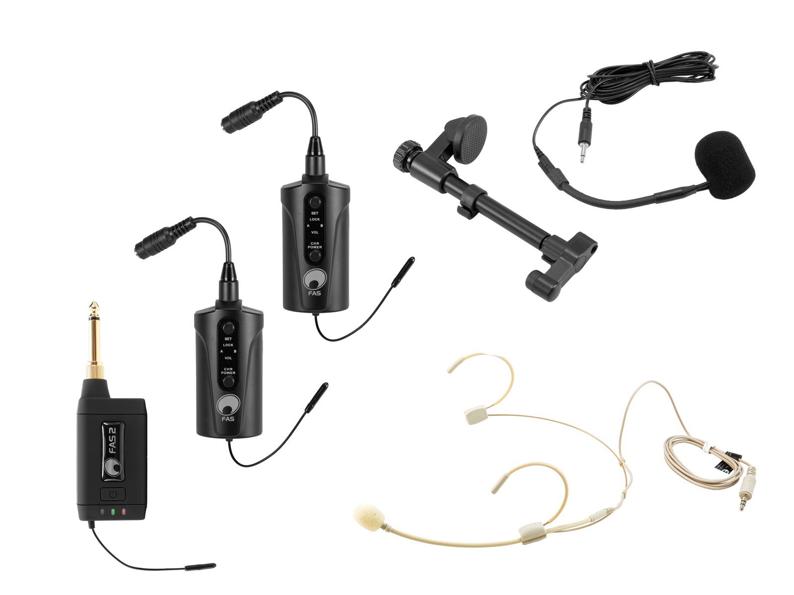 OMNITRONIC Set FAS TWO + 2x BP + Headset + Acoustic guitar microphone 660-690MHz