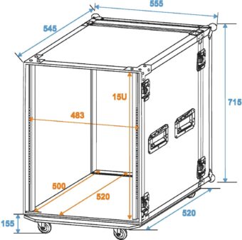 ROADINGER Rack PRO 15U 45cm with wheels