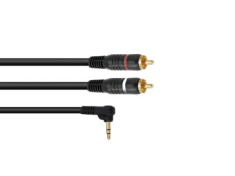 OMNITRONIC Adapter Cable 3.5 Jack 90°/2xRCA 3m bk