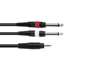 OMNITRONIC Adapter Cable 3.5 Jack/2xJack 1.5m bk