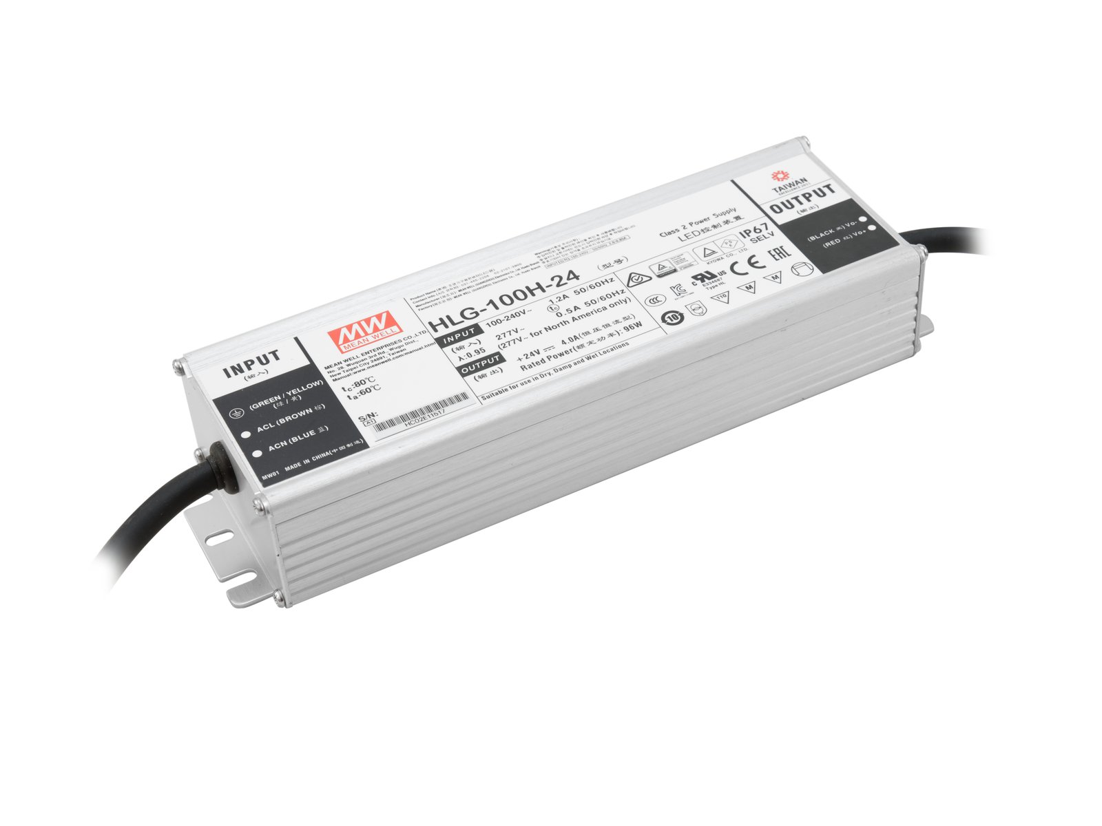 MEANWELL LED Power Supply 96W / 24V IP67 HLG-100H-24