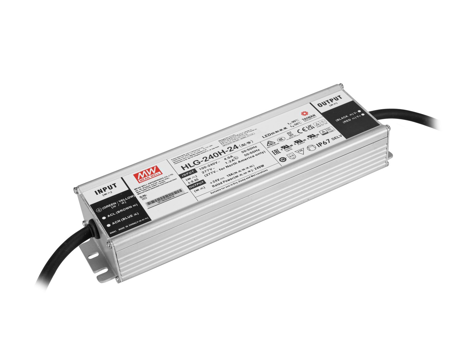 MEANWELL LED Power Supply 240W / 24V IP67 HLG-240H-24