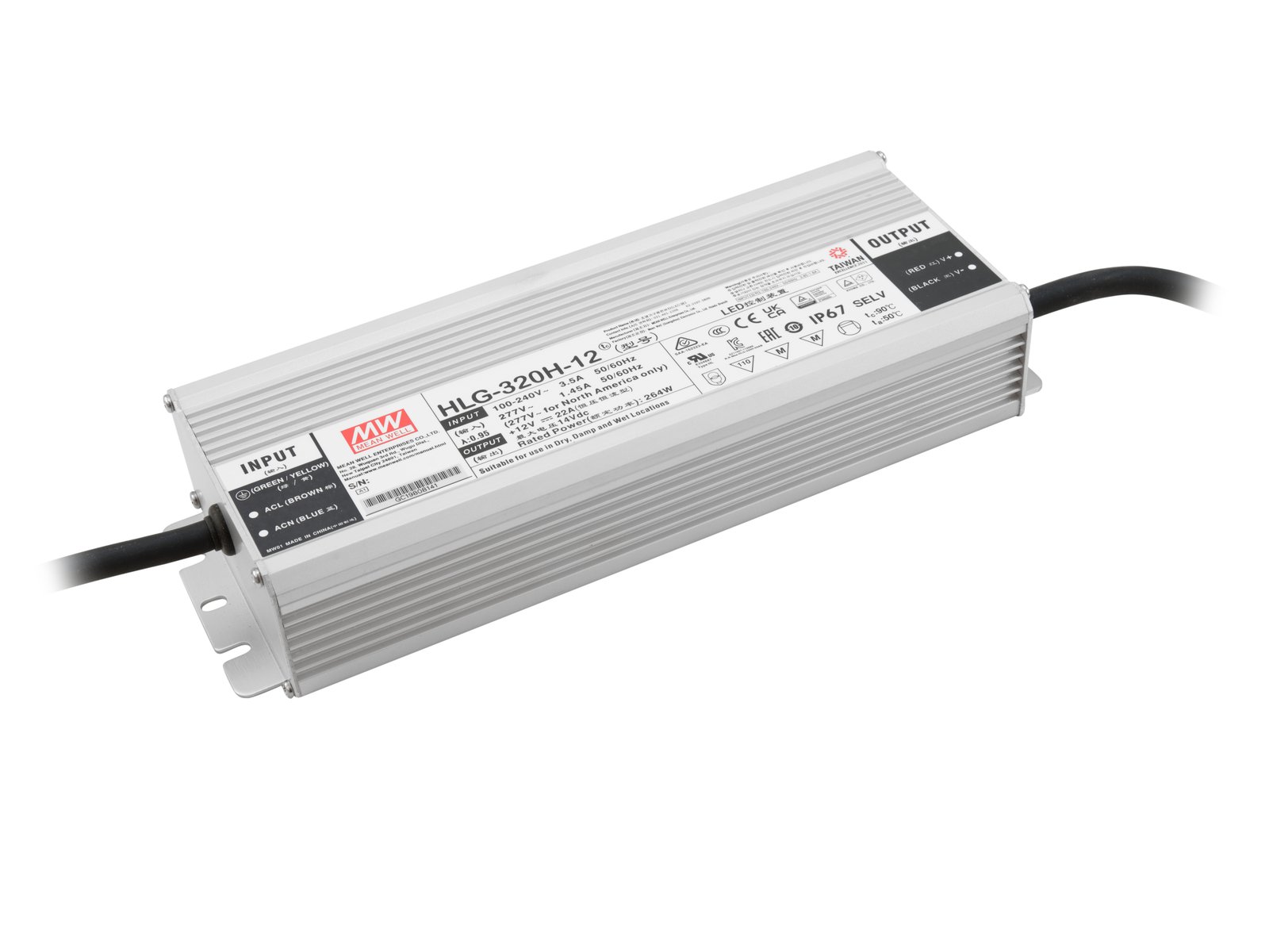 MEANWELL LED Power Supply 264W / 12V IP67 HLG-320H-12