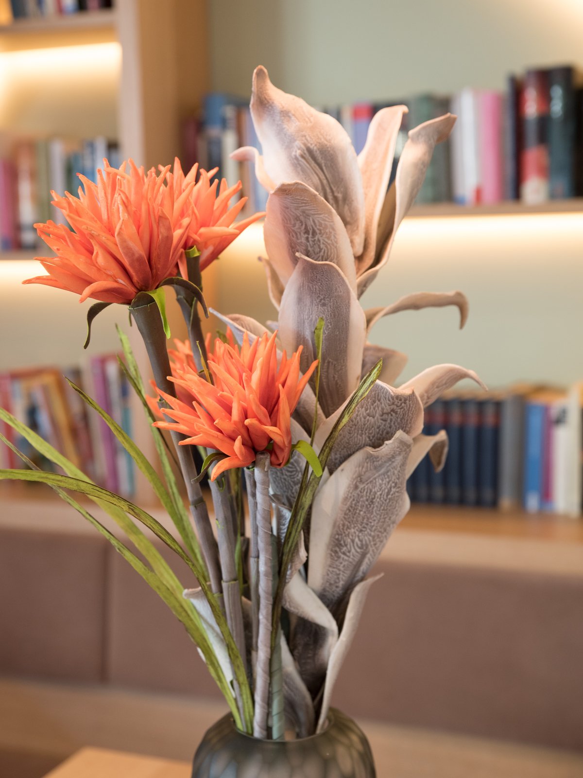 EUROPALMS Dahlia (EVA), artificial plant, orange, 100cm - Afbeelding 4