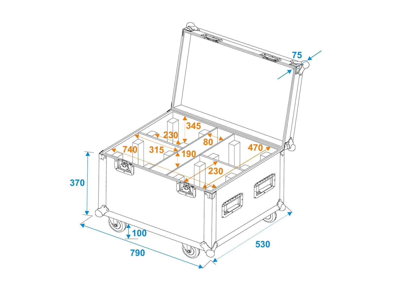 ROADINGER Flightcase 4x TMH-X4 - Afbeelding 5